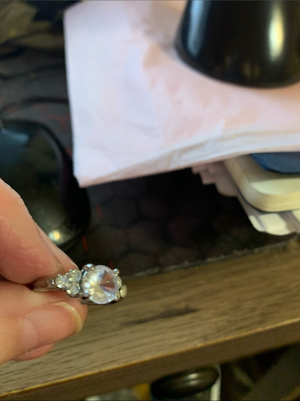 Silver-Tone Clear Crystal Engagement Ring - Clear